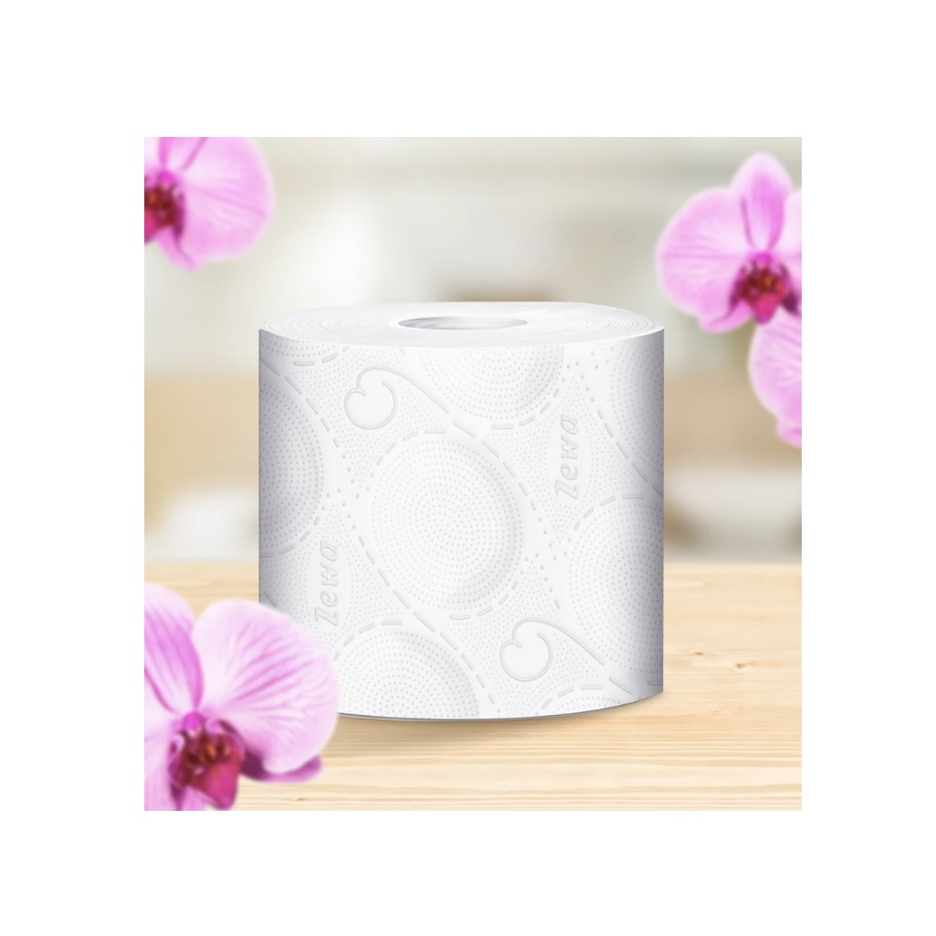 Бумага туалетная Zewa Deluxe Орхидея, трех слойная, 4 рулона в пачке