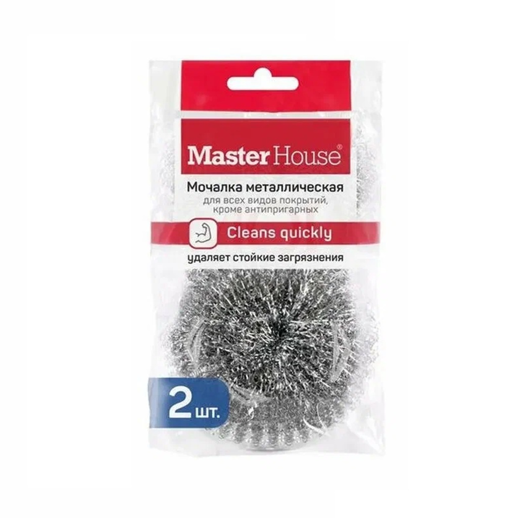 Губка для посуды Master House Мой 60235 металлическая, сетчатая из нержавеющей стали, 2 шт
