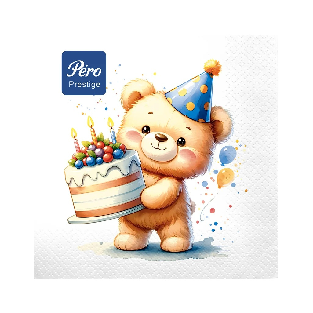 Салфетки бумажные Pero Prestige Хэппи, 3-х слойные, 33х33 см, 20 шт