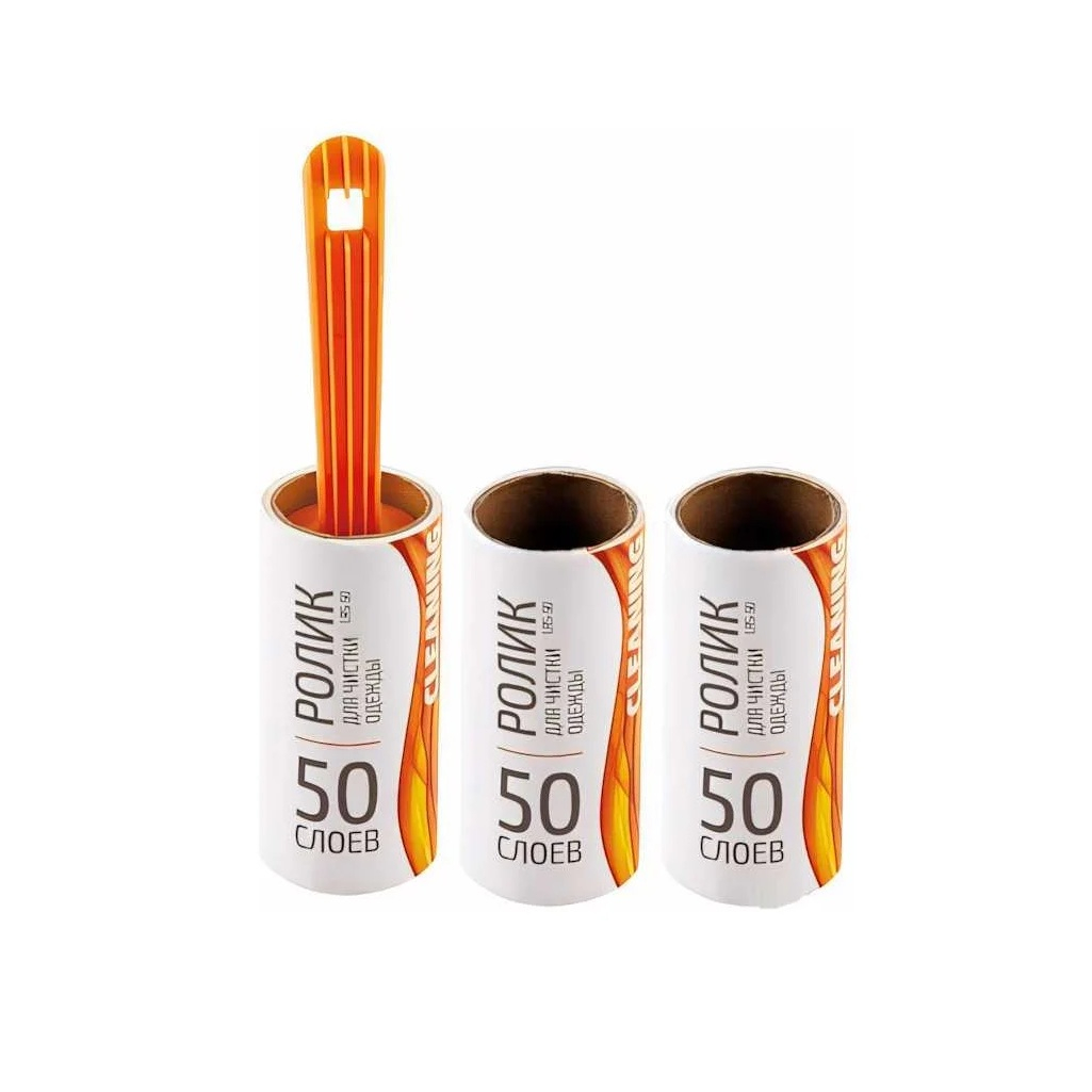 Ролик для чистки одежды Рыжий Кот LRS-50, в комплекте 2 сменных блока, 50 листов