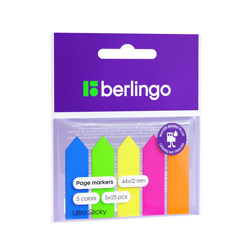 Флажки-закладки Berlingo Ultra Sticky пластиковые стрелки, 5 неоновых цветов, 12х44 мм