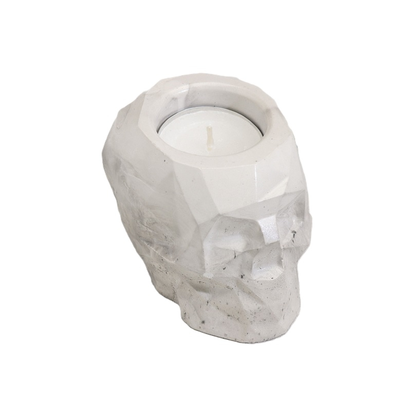 Подсвечник Череп из гипса с гранями, 6х6.5х9 см, мрамор с чёрными полосками 10059859