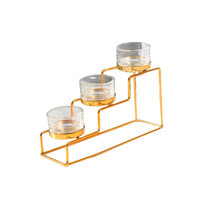 Подсвечник Лестница металл, стекло золото 6х10х20 см 6978101