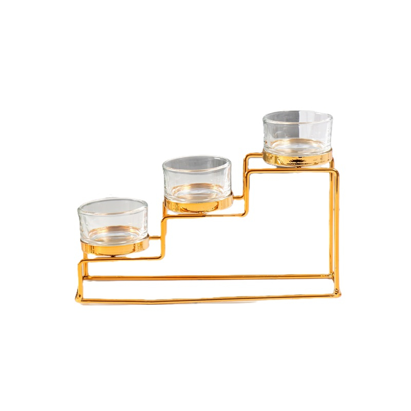 Подсвечник Лестница металл, стекло золото 6х10х20 см 6978101