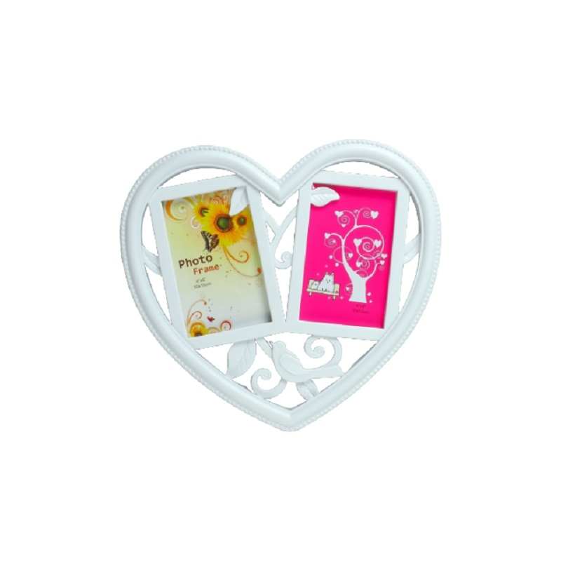 Фоторамка Птица в сердце пластик на 2 фото 10х15 см, белая 29,5х28 см