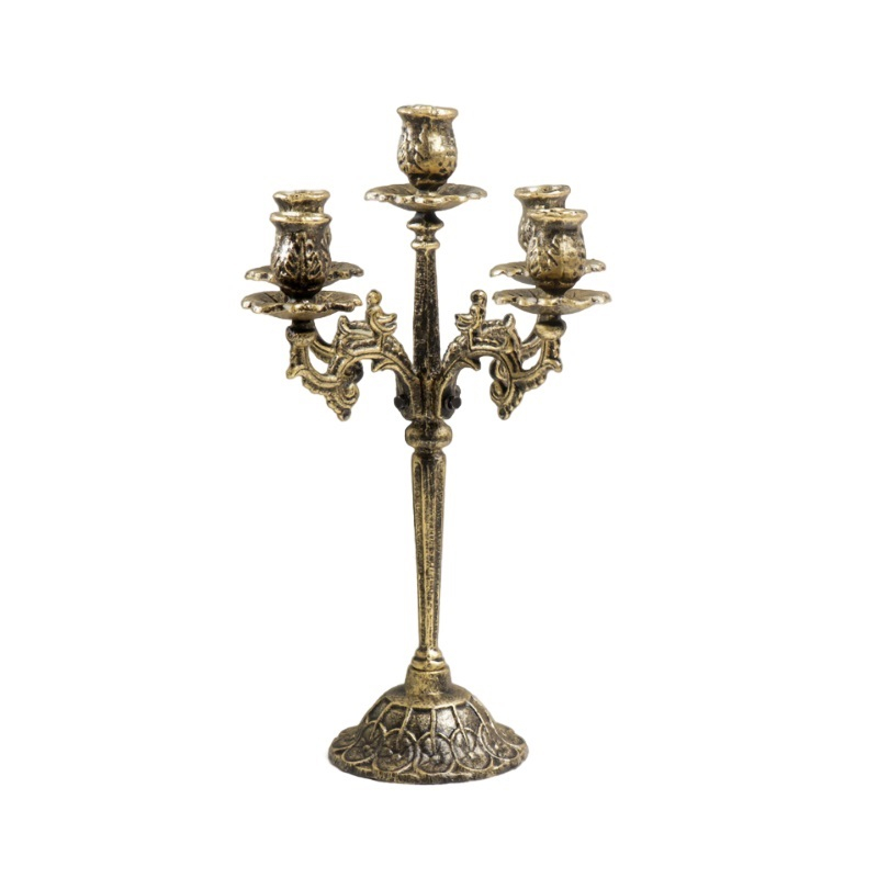 Подсвечник Королевский металл на 5 свечей золотая патина 43х29х29 см