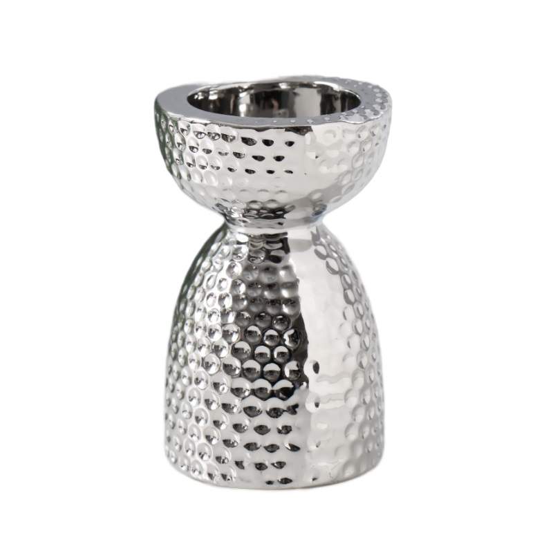 Подсвечник Иллюзорность керамика на 1 свечу d=4 см серебро 6,5х6,5х10 см