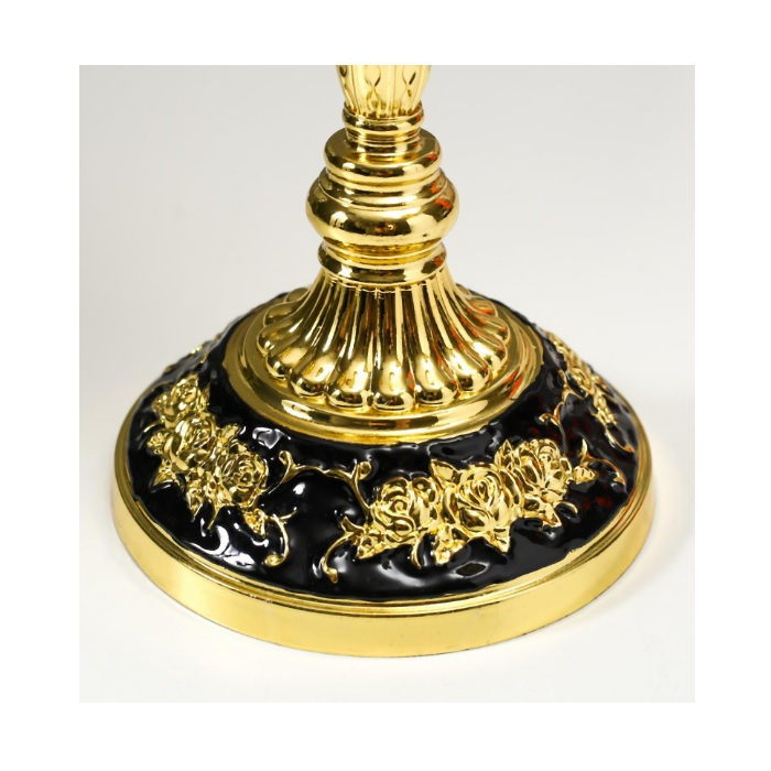 Подсвечник Розарий на 3 свечи золото, чёрная эмаль 35.5х32х12 см