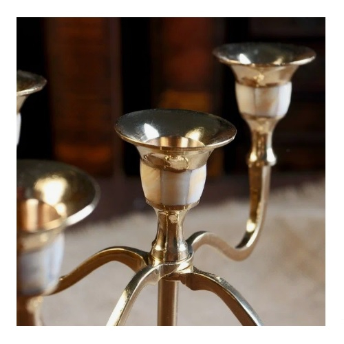 Подсвечник Дворцовые тайны латунь на 5 свечей, перламутр, 20 см