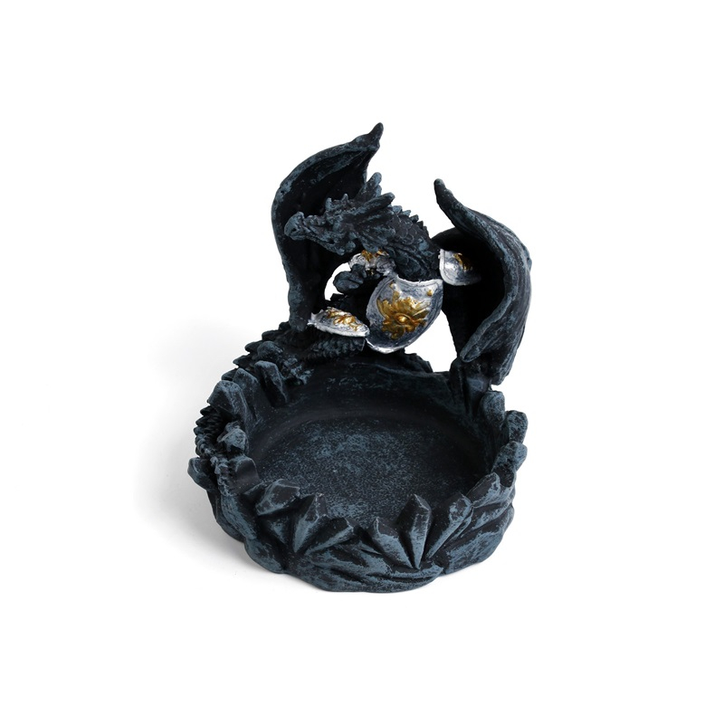 Пепельница Дракон в латах, полистоун, синяя 9948892