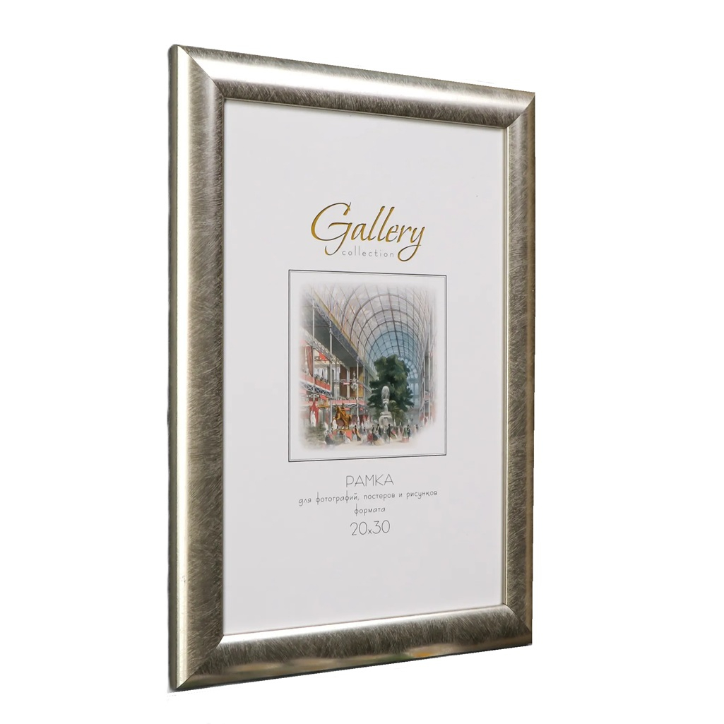 Фоторамка Gallery 5068698 20х30 см, пластик, пластиковый экран, серебристый