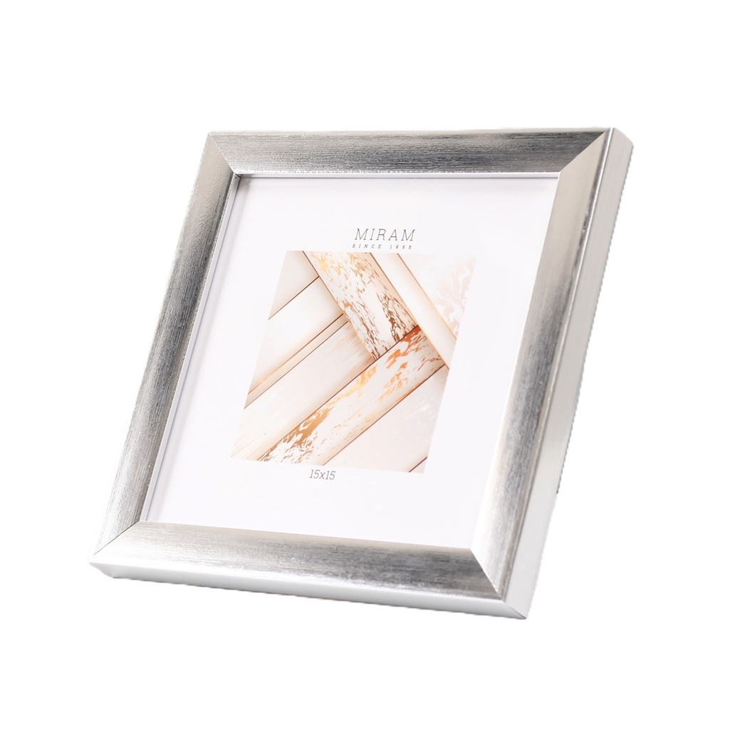 Фоторамка Miram 7786792 15х15 см, пластик, пластиковый экран, серебристая
