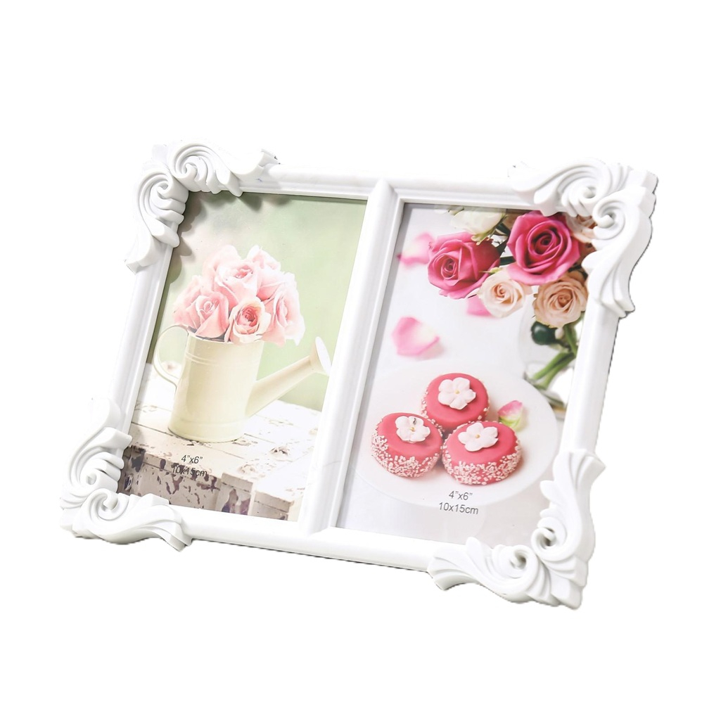 Фоторамка Узорные уголки 806423 на 2 фото 10х15 см, пластик, белая, 17.5х23 см
