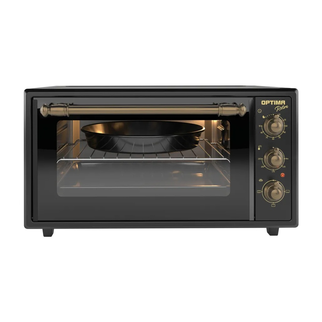 Мини-печь электрическая Optima MO-48BLR, цвет черный ретро, объем 48 л, 1.6 кВт