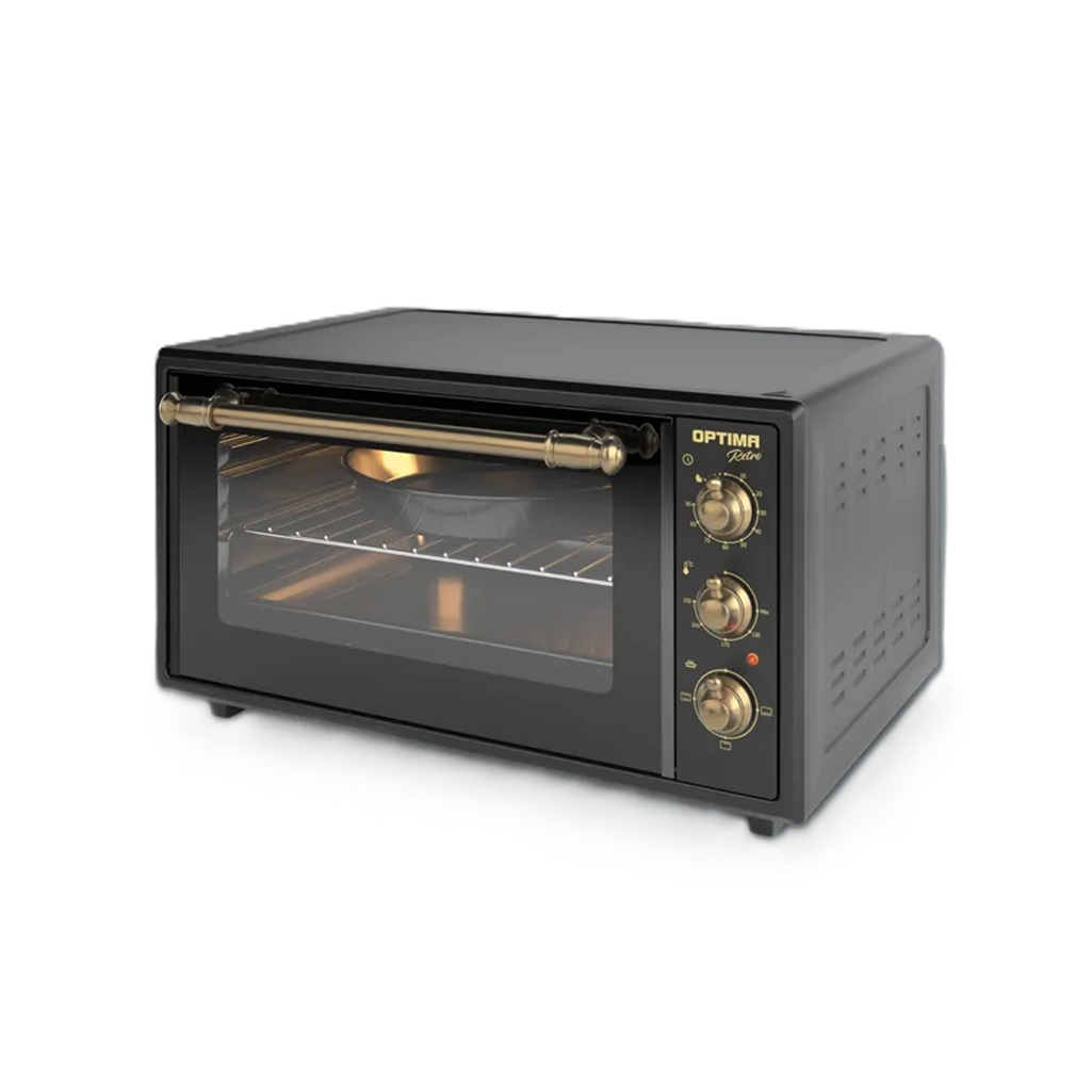 Мини-печь электрическая Optima MO-48BLR, цвет черный ретро, объем 48 л, 1.6 кВт
