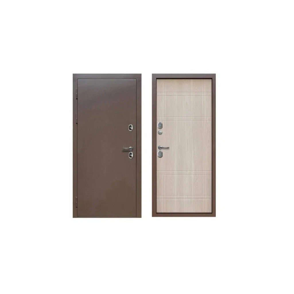 Дверь металлическая Ктерма L, шоколад букле, 2050х960 мм, входная, Левая