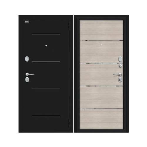 Дверь металлическая Bravo Thermo-2 Лайн/Cappuccino Veralinga/Букле черное 205*96 L (033-1807)