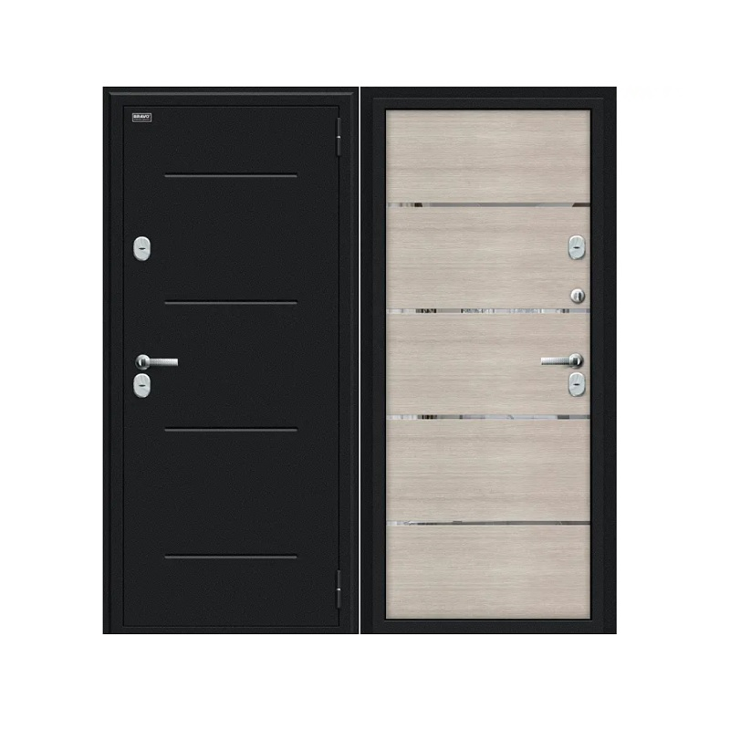 Дверь металлическая Bravo Thermo-2, Cappuccino Veralinga, Букле черное 205х96R (033-2292)