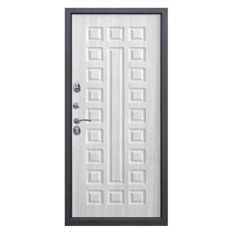 Дверь металлическая Дверной Континент, Рубикон АБЗ антик серебро, сандал белый 2050х860 мм, входная, Левая L