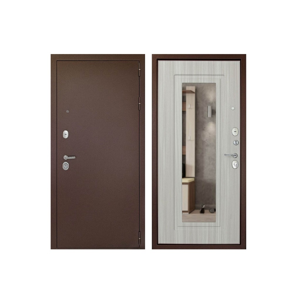 Дверь металлическая Дверной Континент, Рубикон АБЗ антик серебро, сандал белый, 2050х960 мм, входная, Правая R