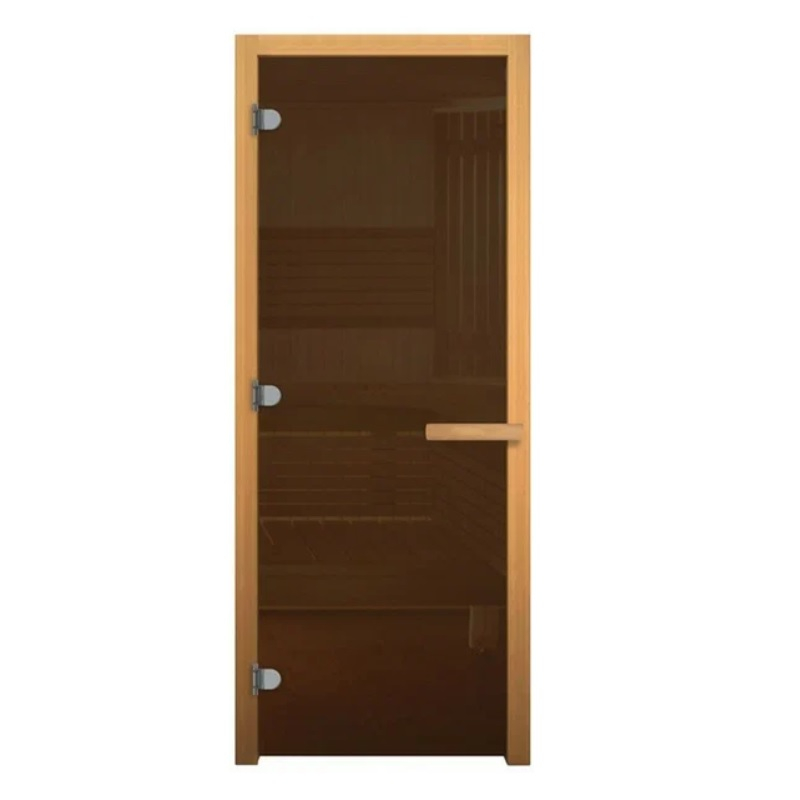 Дверь Везувий Бронза матовая, 1900х700 мм, стекло 6 мм, 2 петли, коробка осина