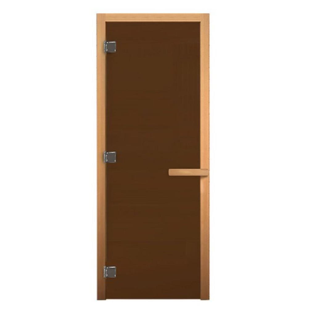 Дверь Везувий Бронза матовая Банька 700х1900 мм, стекло 8 мм, 3 петли, коробка осина