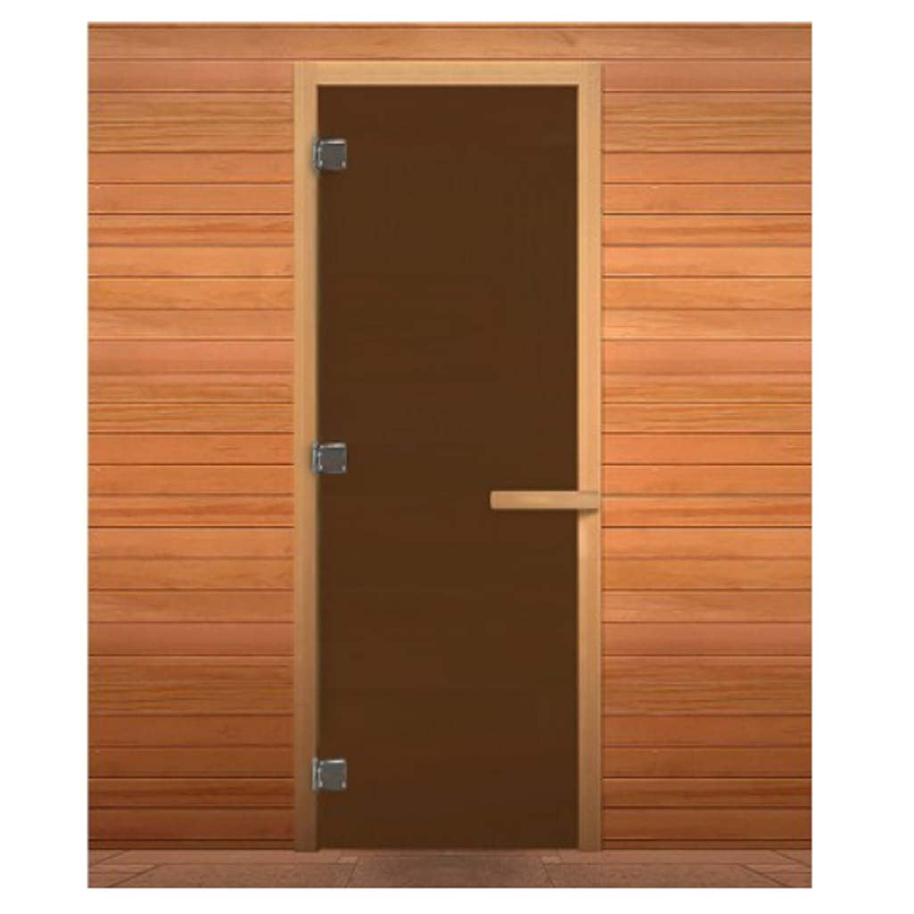 Дверь Везувий Бронза матовая Банька 700х1900 мм, стекло 8 мм, 3 петли, коробка осина