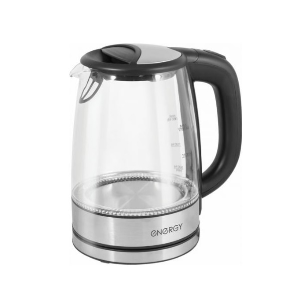 Чайник электрический Energy E-237 1.7 л, 2.2 кВт, стекло, серебристый