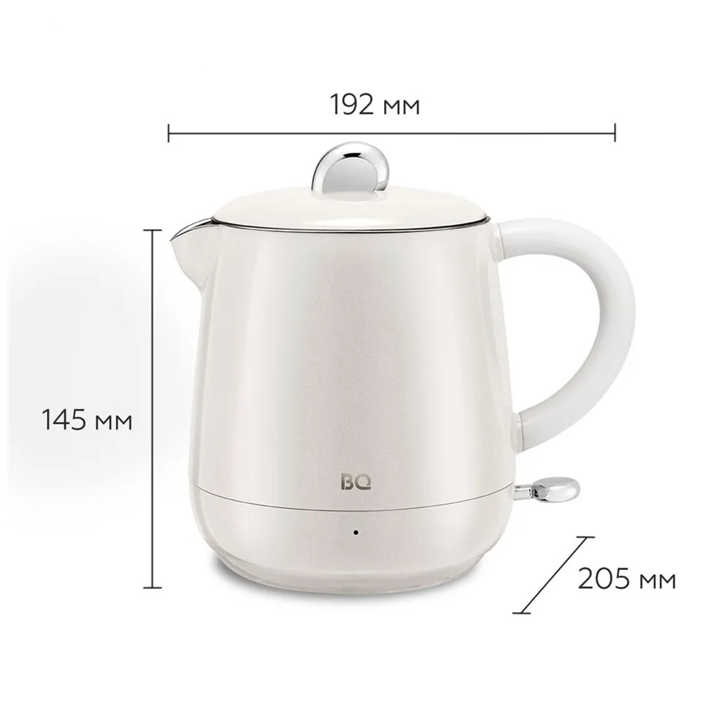Чайник электрический BQ KT1717P 0.6 л, 1 температурный режим, 0.8 кВт, жемчужный