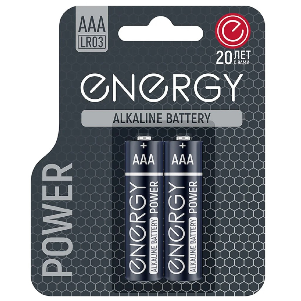 Батарейка Energy Alkaline Power LR03/2B тип ААА, универсальная, 2 шт. в блистере