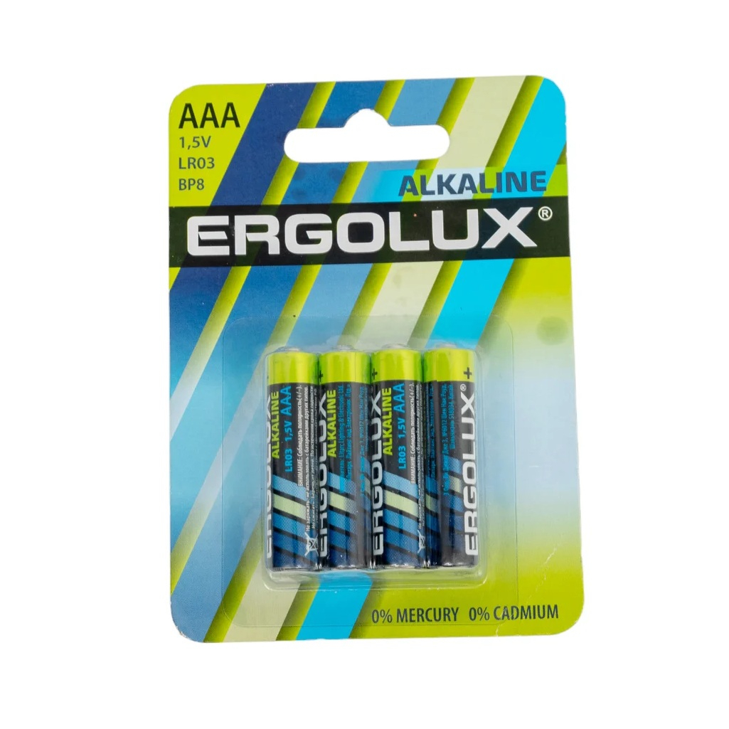 Элемент питания Ergolux LR03 Alkaline BL-8 ААА алкалиновый, 8 шт, блистер