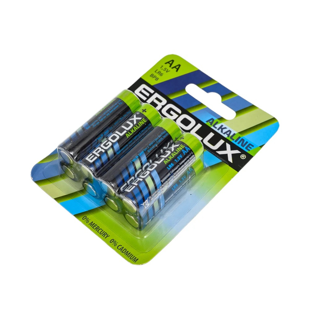 Элемент питания Ergolux LR6 Alkaline BL-8 АА алкалиновый, 8 шт, блистер