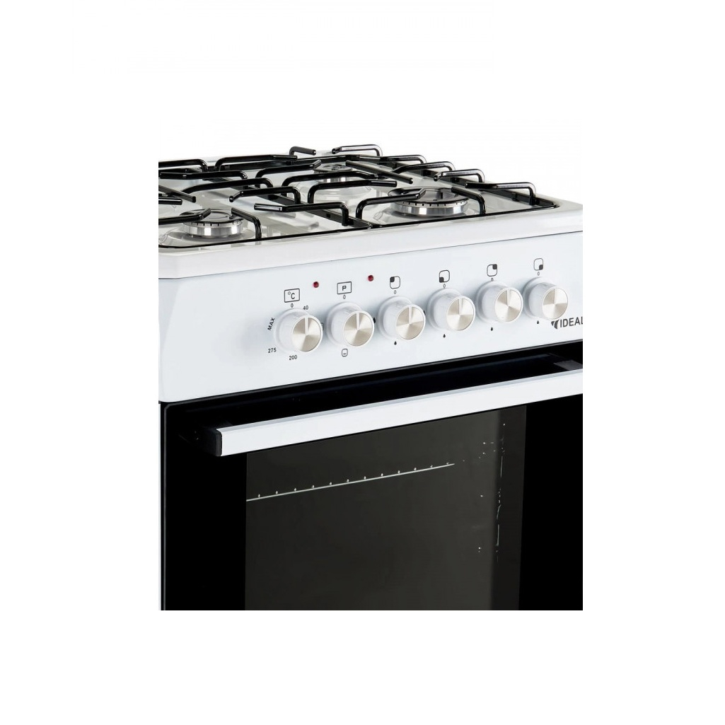 Плита комбинированная Ideal L110 Econom, цвет белый, объем электродуховки 65 л, откидная дверца