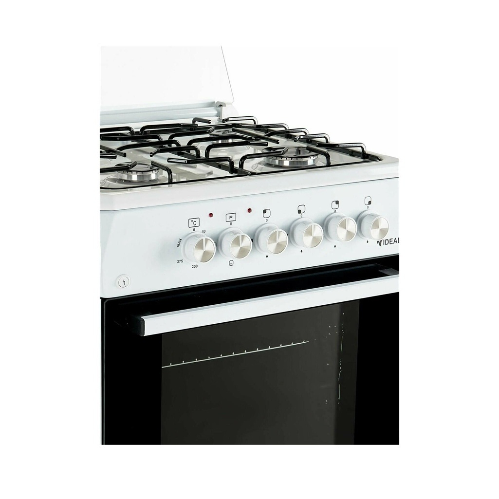 Плита комбинированная Ideal L1155, цвет белый, объем электродуховки 65 л, откидная дверца