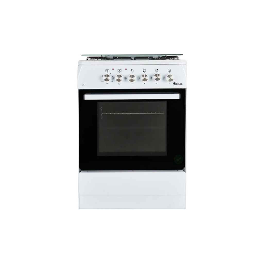 Плита комбинированная Ideal L115, цвет белый ГК, объем электродуховки 65 л, откидная дверца