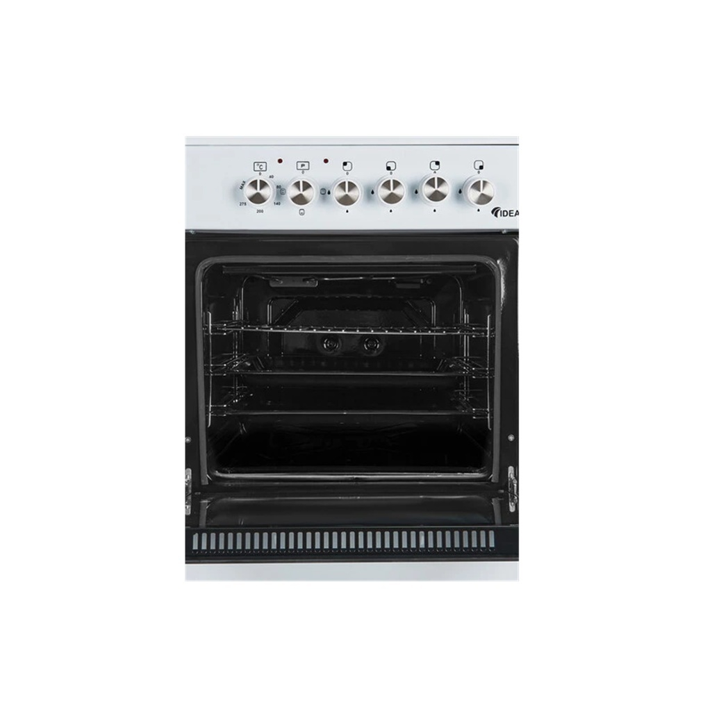 Плита комбинированная Ideal L115, цвет белый ГК, объем электродуховки 65 л, откидная дверца