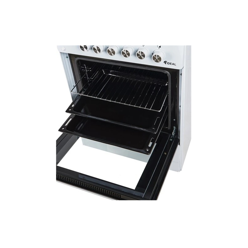 Плита комбинированная Ideal L115, цвет белый ГК, объем электродуховки 65 л, откидная дверца