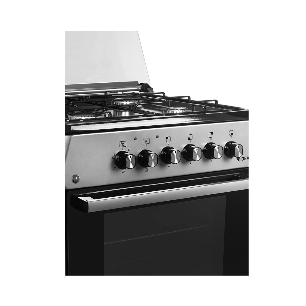 Плита комбинированная Ideal L115, цвет серый, объем электродуховки 65 л, откидная дверца