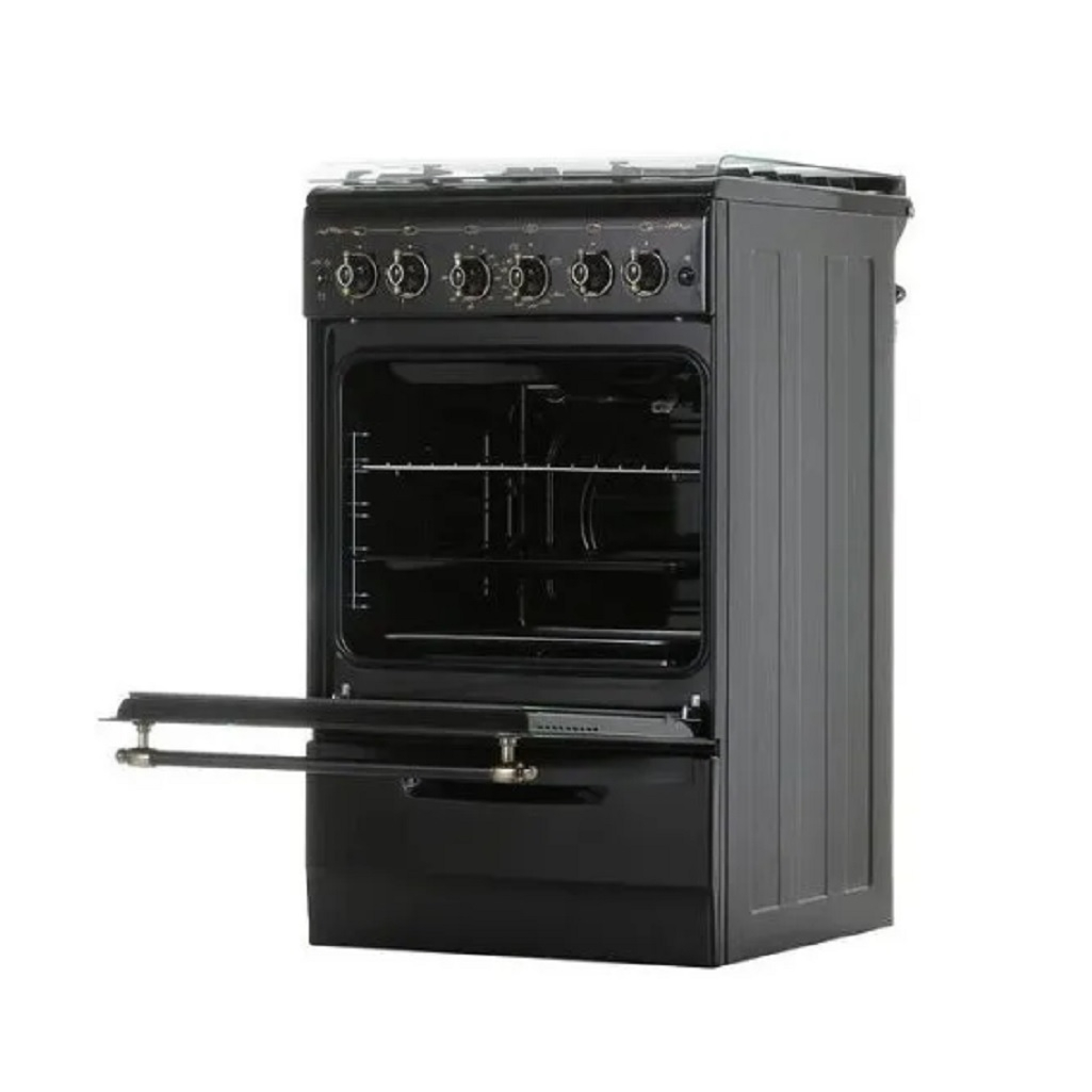 Плита газовая Gefest 5100-02 0183, ретро, цвет черный, объем духовки 52 л, откидная дверца