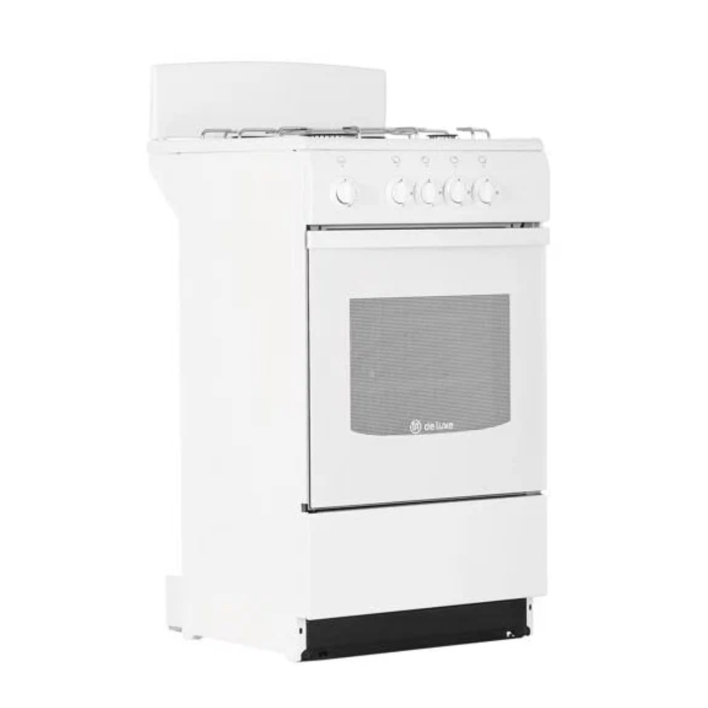 Плита газовая De Luxe 5040.45г-001, цвет белый, объем духовки 43 л, откидная дверца
