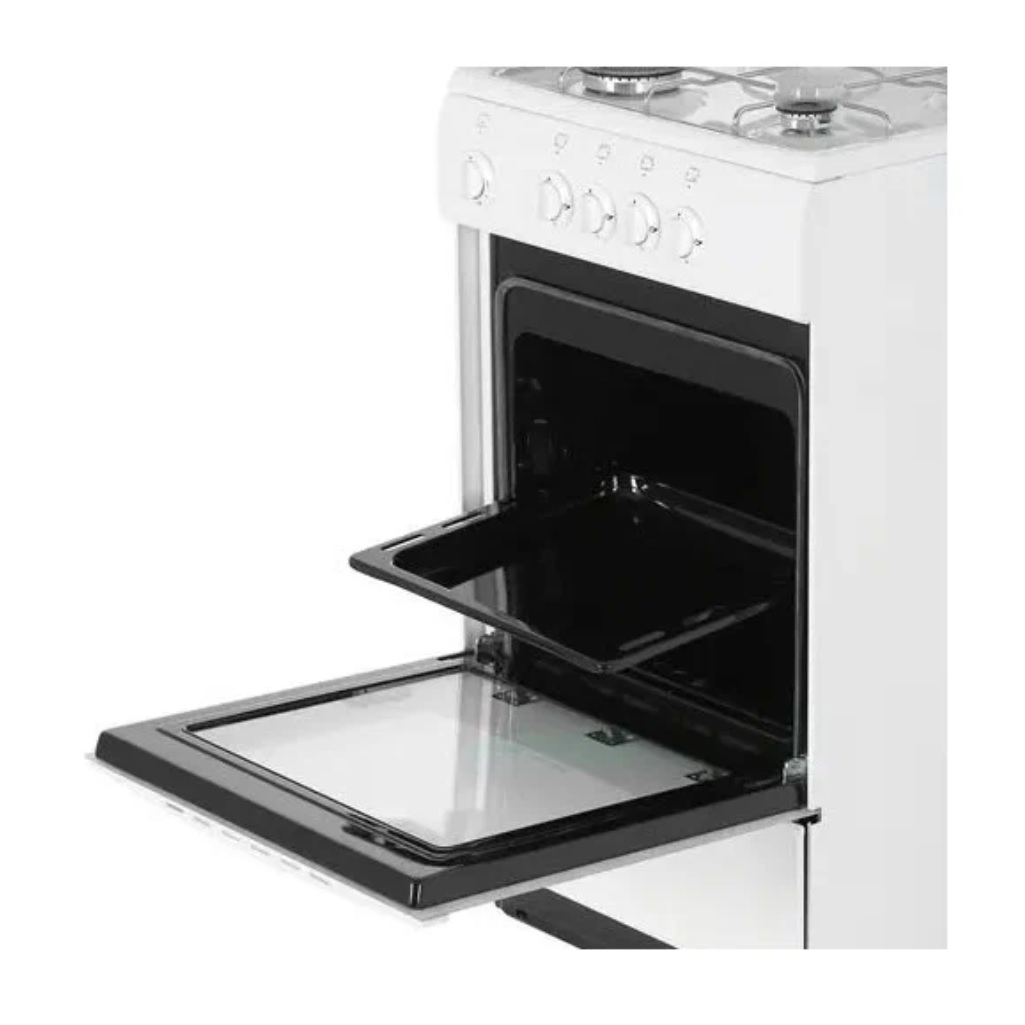 Плита газовая De Luxe 5040.45г-001, цвет белый, объем духовки 43 л, откидная дверца