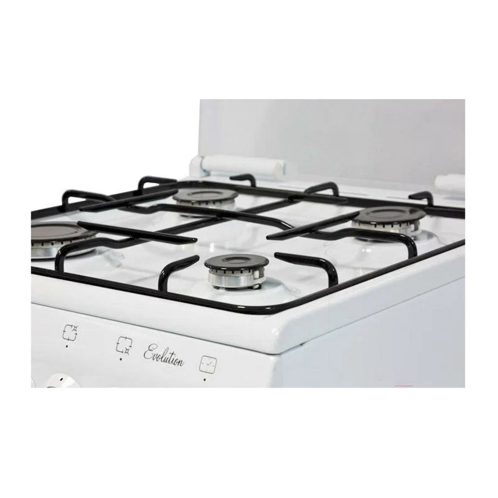 Плита газовая De Luxe 5040.45г-001, цвет белый, объем духовки 43 л, откидная дверца