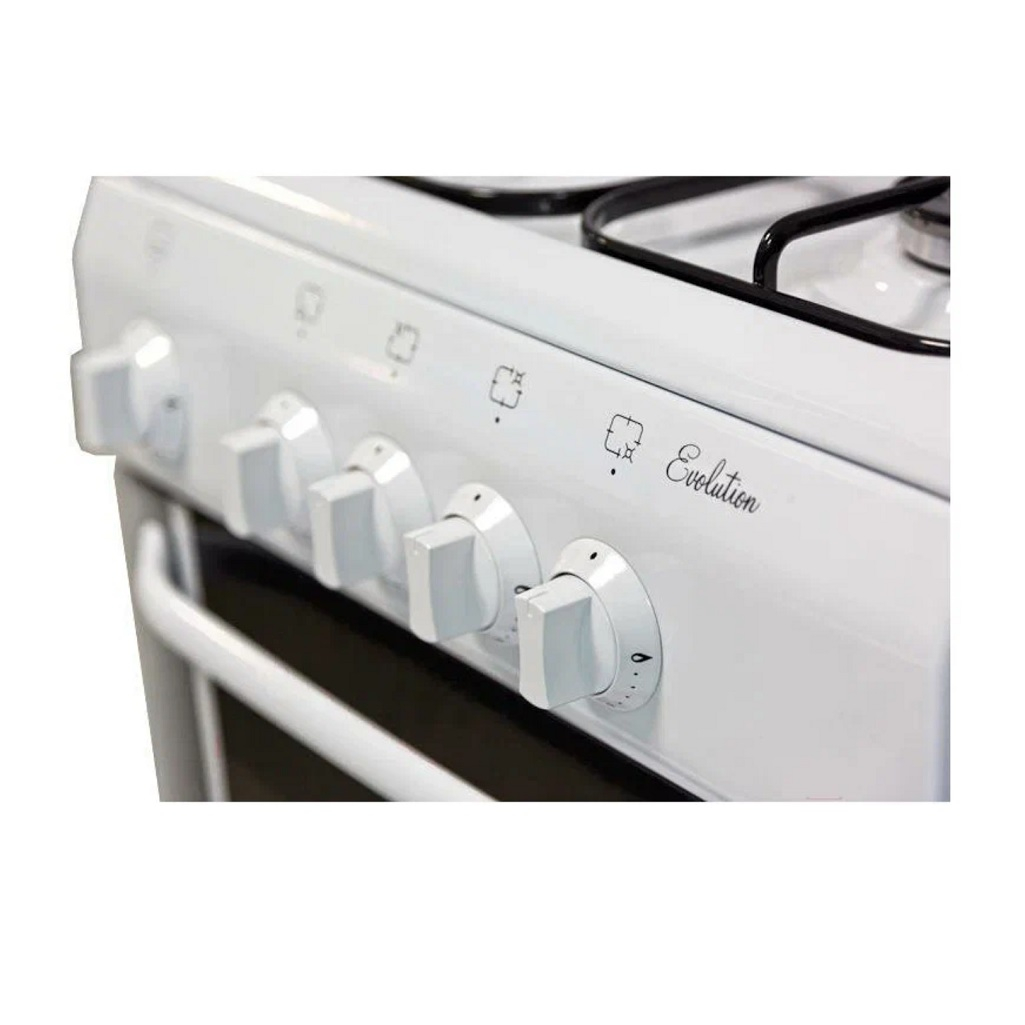 Плита газовая De Luxe 5040.45г-001, цвет белый, объем духовки 43 л, откидная дверца