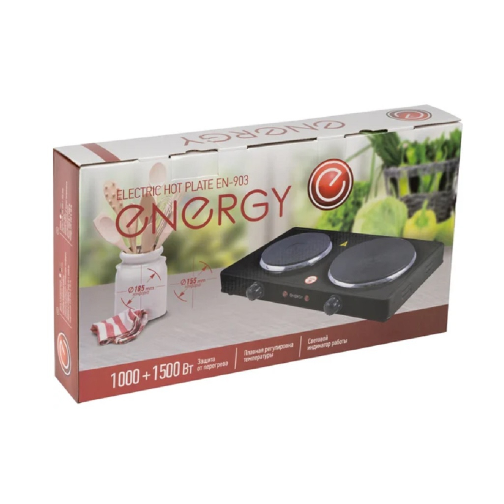 Электроплитка настольная Energy EN-903E, 2 конфорки, цвет бежевый, 2.5 кВт