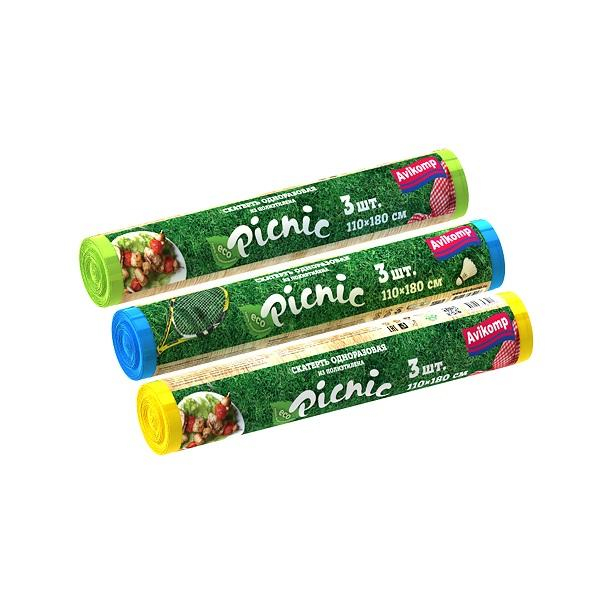 Скатерть одноразовая Picnic Avikomp, 3 шт. в рулоне