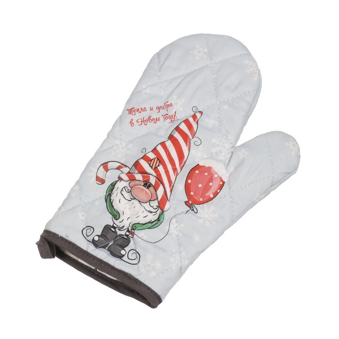 Набор кухонный Новогодний гном прихватка 18х18 см+ варежка18х26 см