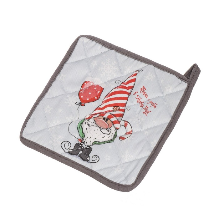 Набор кухонный Новогодний гном прихватка 18х18 см+ варежка18х26 см