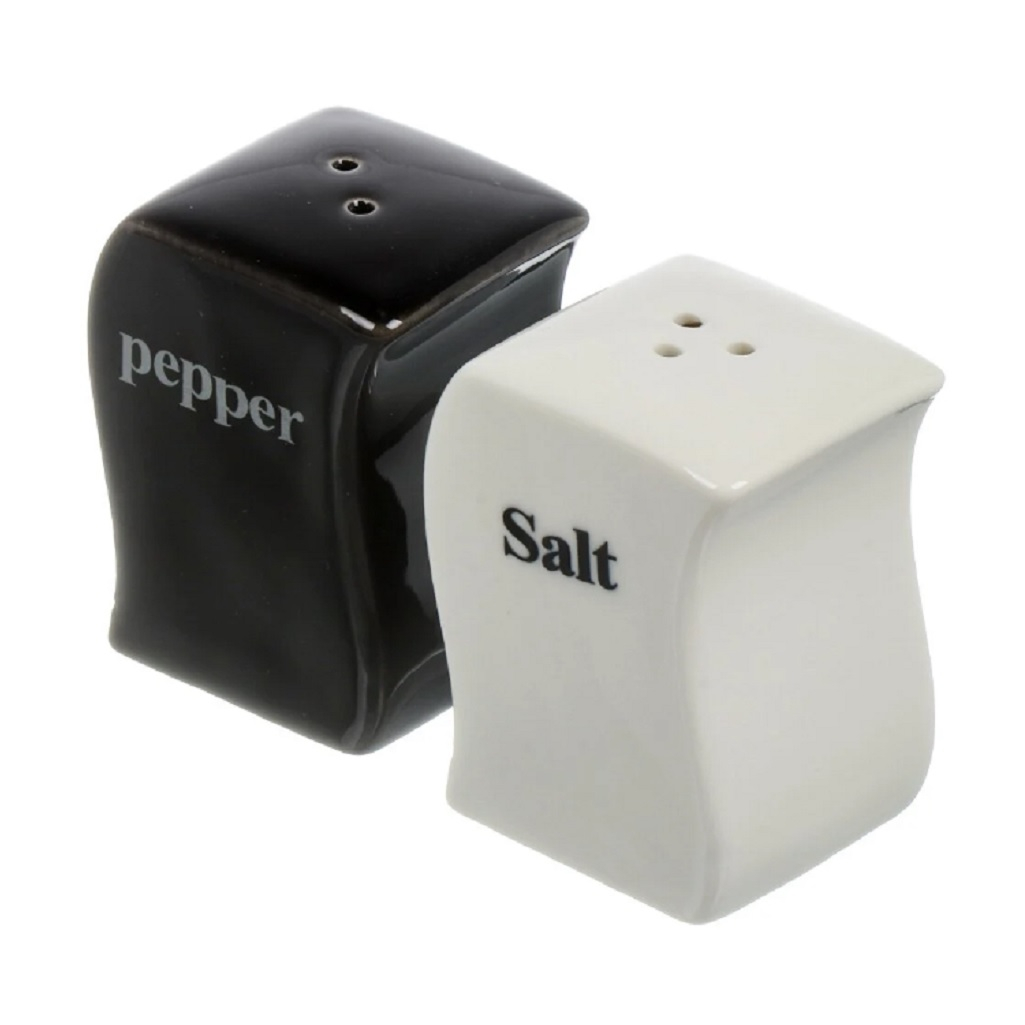 Набор для специй на подставке, керамика, соль-перец, бело-черный, 2 шт.
