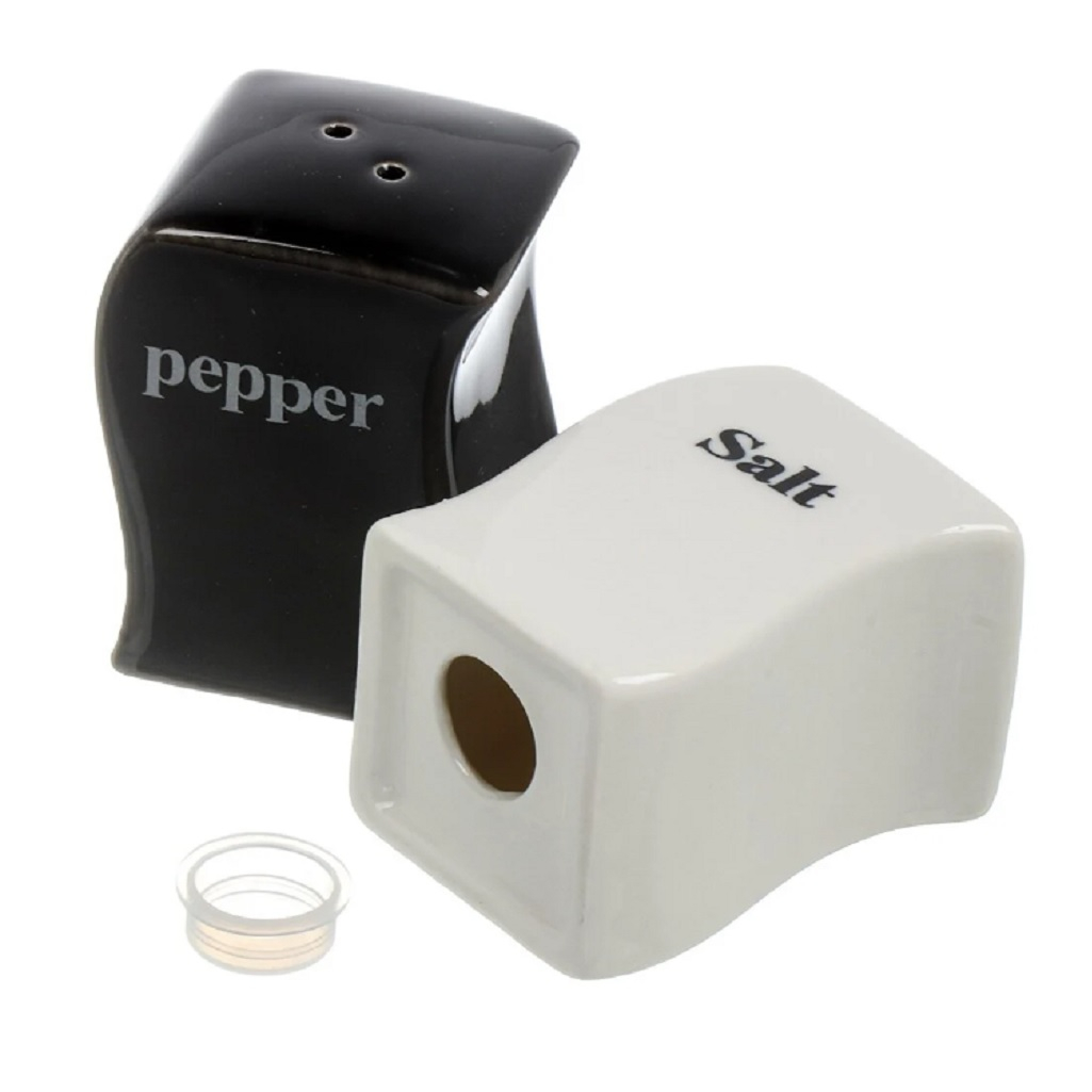 Набор для специй на подставке, керамика, соль-перец, бело-черный, 2 шт.