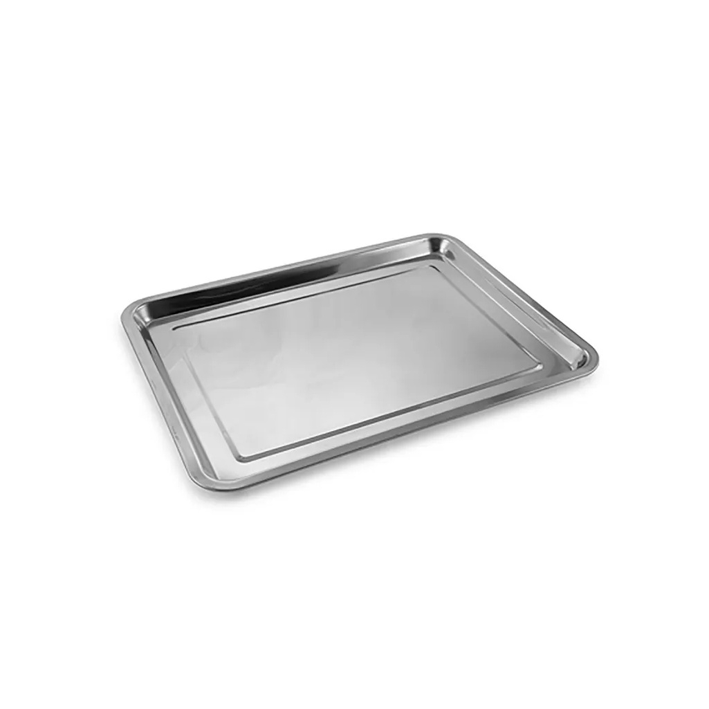 Поднос прямоугольный, глубокий, нержавеющая сталь, серебристый, 400х600 мм